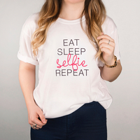 Personalised White T-Shirt - Eat,  Sleep,  Repeat