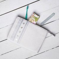 Personalised White Waffle Ribbon Toiletry Bag