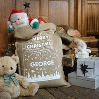 Personalised Winter Wonderland Hessian Santa Sack