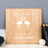 Personalised Wooden Couple Print - Flamingo