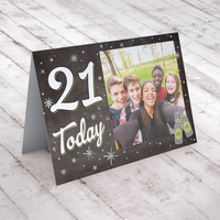 Photo Upload Any Age Birthday Card - Beer & Stars