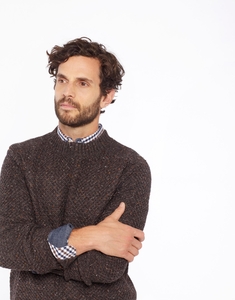 Bark Brown Fleck Shawfield Crew Neck jumper Size L Joules UK