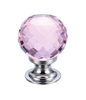 Pink Faceted Glass Cupboard Knob Chrome
