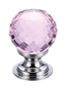 Pink Faceted Glass Cupboard Knob Chrome