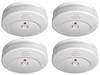 Smoke detector,  9 V block battery,  set of 4