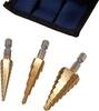 TIN step drills,  3-piece set Westfalia