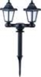 Twins Solar LED Double Light,  Lantern Design,  Ground Spike,  Bright White Heitronic