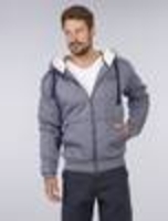 Zip-up hoodie with Berber fleece lining,  blue melange,  size M Coastguard