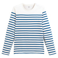 Breton Striped Cotton Crew-Neck T-Shirt with Long Sleeves