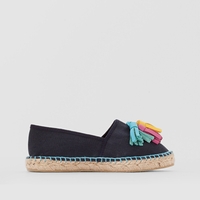 Canvas Sandals with Pom Pom Details