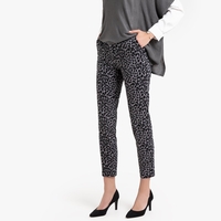Cotton Cigarette Trousers in Leopard Print,  Length 26.5"