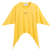 Cotton Logo Print T-Shirt with Dip Hem and Short Sleeves