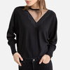 Cotton Mix Crew-Neck Jumper with Lace Inset