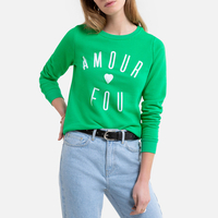 Cotton Mix Crew-Neck Sweatshirt with Slogan Print