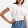 Cotton Mix Crew-Neck T-Shirt with Short Sleeves and Rainbow Logo Print