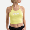 Cotton Mix Crop Top with Logo Print and Tied-Halterneck