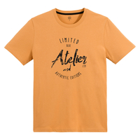 Cotton Printed Front T-Shirt with Short Sleeves and Crew-Neck