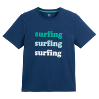 Cotton Printed Front T-Shirt with Short Sleeves and Crew-Neck
