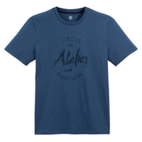 Cotton Slogan Print T-Shirt with Short Sleeves and Crew-Neck