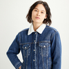 Denim Sherpa Trucker Jacket with Faux Sheepskin Lining