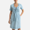 Denim Shift Dress with Short Sleeves