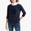 Fine Knit Metallic Trim Jumper with Fluffy Faux Fur Logo