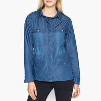Fitted Utility Jacket with Print on Back