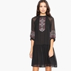 Flared Boho Embroidered Dress