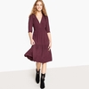 Flared Midi Dress with 3/4 Length Sleeves
