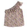 Floral Print Asymmetric Top with Ruffles