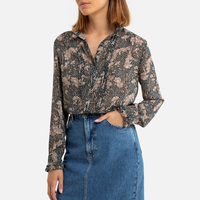Floral Print Blouse with High-Neck