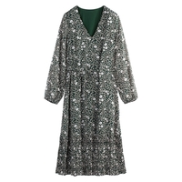 Floral Print Tie-Waist Boho Midi Dress