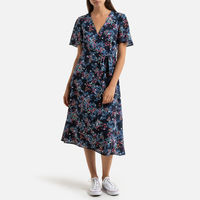 Floral Print Wrapover Midi Dress