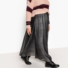 Metallic Pleated Midi Skirt