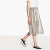 Metallic Pleated Midi Skirt