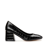 Mock Croc Heels with Square Toe and Block Heel