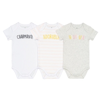 Pack of 3 Bodysuits in Organic Cotton with Slogan Print,  Birth-3 Years