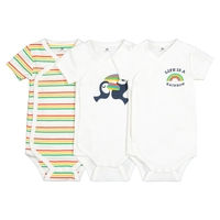 Pack of 3 Newborn Organic Cotton Bodysuits,  Prem-2 Years