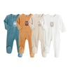 Pack of 4 Sleepsuits in Organic Cotton Velour,  Birth-3 Years