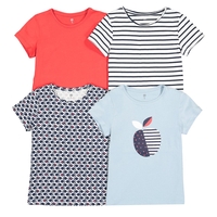 Pack of 4 T-Shirts in Cotton with Crew-Neck,  3-12 Years