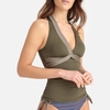 Plain Two Tone Mix and Match Tankini Top with Removable Padding