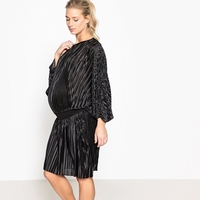 Pleated Maternity Dress with Elasticated Waist