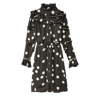 Ruffle Polka Dot Button-Up Dress