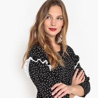 Ruffled Polka Dot Shift Dress