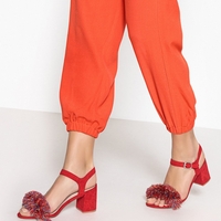 Sandals with PomPom Trim