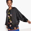 Satin Bomber Jacket with Batwing Sleeves