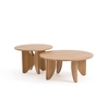 Set of 2 Minimal Round Oak Nesting Coffee Tables