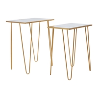 Set of 2 Rectangular Side Tables with Mirrored Tops