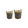 Set of 2 Round Lined Wicker Log Baskets