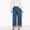 Tie-Waist Wide-Leg Jeans,  Length 28.5"